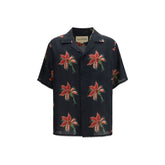 Valentino Black Linen Pattern Shirt