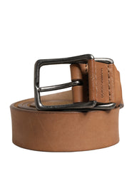Dolce & Gabbana Men Brown Leather Classic Metal Buckle Belt