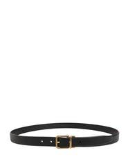 Dolce & Gabbana Men Black Classic Leather Metal Buckle Belt