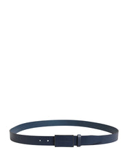Dolce & Gabbana Dark Blue Calf Leather Logo Metal Buckle Belt