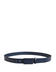 Dolce & Gabbana Men Blue Calf Leather Logo Metal Buckle Belt