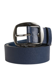 Dolce & Gabbana Men Blue Classic Leather Metal Buckle Belt