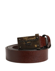 Dolce & Gabbana Men Brown Classic Leather Logo Buckle Belt
