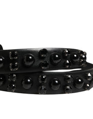 Dolce & Gabbana Men Black Calf Embellished Metal Buckle Belt