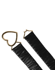 Dolce & Gabbana Black Leather Gold Heart Metal Buckle Belt