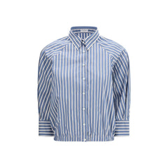 Brunello Cucinelli Blue Cotton Pattern Shirt