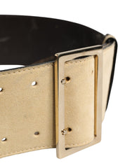 Versace Beige Suede Leather Silver Metal Buckle Belt