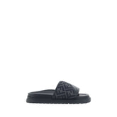Fendi Gray Fabric Flat Sandals
