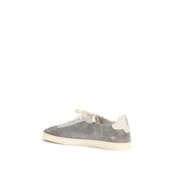 Brunello Cucinelli Gray Calf Leather Bos Taurus Sneakers