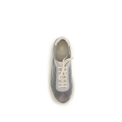 Brunello Cucinelli Gray Calf Leather Bos Taurus Sneakers