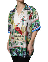 Dolce & Gabbana Multicolor Short Sleeve Silk Food Shirt Top