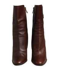 Dolce & Gabbana Brown Leather Heels Mid Calf Boots Shoes