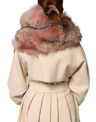 Dolce & Gabbana Pink Frost Fox Fur Neck Warmer Winter Scarf