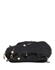 Dolce & Gabbana Men Black Cotton Embellished Newsboy Capello Hat