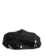 Dolce & Gabbana Men Black Cotton Embellished Newsboy Capello Hat