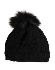 Dolce & Gabbana Black Acrylic Knitted Fur Winter Beanie