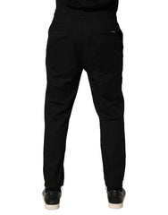 Dolce & Gabbana Black Cotton Skinny Men Jogger Trouser Pants