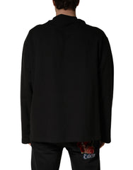 Dolce & Gabbana Black Cotton Crew Neck Sweatshirt Sweater