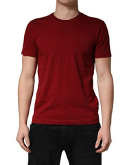 Dolce & Gabbana Maroon Cotton Crew Neck Short Sleeves T-shirt