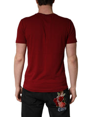 Dolce & Gabbana Maroon Cotton Crew Neck Short Sleeves T-shirt