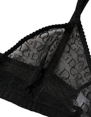 Dolce & Gabbana Black Logo Mania Sheer Soft Cup Bra Underwear