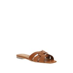 Saint Laurent Brown Calf Leather Bos Taurus Flat Sandals