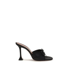 Amina Muaddi Black Fabric Sandals
