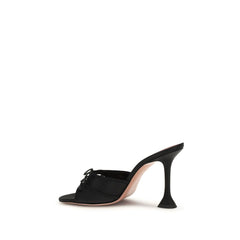 Amina Muaddi Black Fabric Sandals
