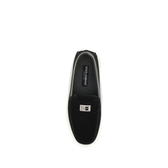 Dolce & Gabbana Black Calf Leather Bos Taurus Slip-On Loafers
