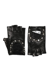 Dolce & Gabbana Black Embellished Wrist Length Mitten Women Gloves