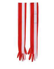 Dolce & Gabbana Red White Stripes Nylon Elbow Length Women Gloves
