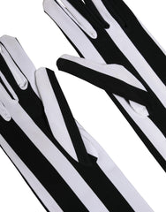 Dolce & Gabbana Black White Stripes Nylon Elbow Length Women Gloves