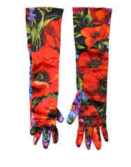 Dolce & Gabbana Multicolor Floral Print Elbow Length Women Gloves