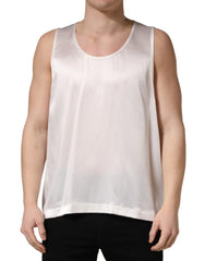 Dolce & Gabbana White Satin Polyester SleevelessTank T-shirt