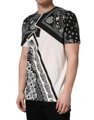 Dolce & Gabbana Black White Bandana Cotton Crew Neck T-shirt