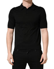 Dolce & Gabbana Black Wool Short Sleeves Men Polo T-shirt
