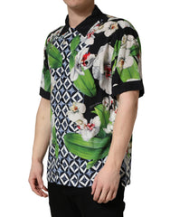 Dolce & Gabbana Multicolor Tropical Orchid Print Men Shirt