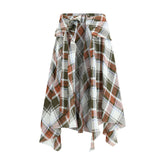 MARBELL Multicolor Linen Midi Skirt