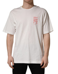 Dolce & Gabbana White Graphic Print Cotton Crew Neck T-shirt