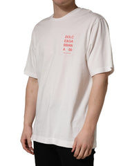 Dolce & Gabbana White Graphic Print Cotton Crew Neck T-shirt