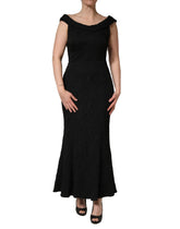 Dolce & Gabbana Black Floral Brocade Sheath Mermaid Dress