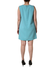 Dolce & Gabbana Pink Blue Wool Sleeveless Shift Mini Dress