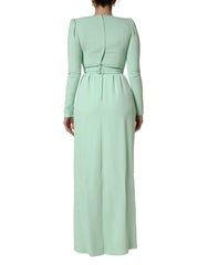 Dolce & Gabbana Green Viscose Long Sleeves Long Gown Dress