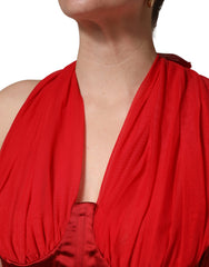 Dolce & Gabbana Red Halter Corset Sleeveless Sheath Dress