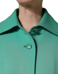 Dolce & Gabbana Green Buttoned Down Belt Trench Coat Jacket