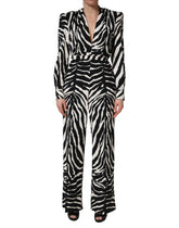 Dolce & Gabbana Black White Viscose Zebra Pattern Jumpsuit