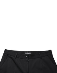 Dolce & Gabbana Black Wool High Waist Cropped Tapered Pants