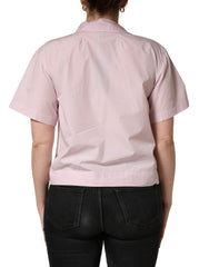 Dolce & Gabbana LightPink Cotton Collared Buttoned Blouse Top