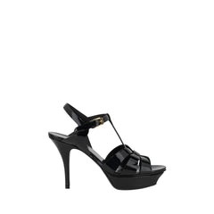 Saint Laurent Black Calf Leather Bos Taurus Stiletto Heel Sandals