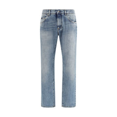 Dolce & Gabbana Blue Cotton Straight-Leg Jeans